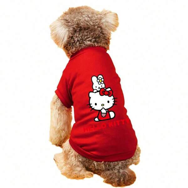 Sanrio 1pc Crew Neck Sweatshirt Suitable For Puppy/Cat Clothes Coat Clothes Cartoon Sanrio Printed Sweatshirt