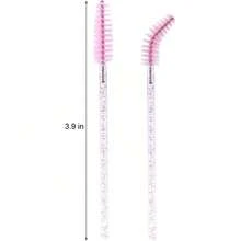 10/50/100 支一次性睫毛膏棒散装睫毛膏刷眼部黑色喷雾化妆涂抹器睫毛膏棒延长睫毛，黑色日，水晶棒眼部黑色刷，嫁接化妆眼部黑色刷，尼龙便携式水晶棒，洋葱粉眼部黑色卷， - 粉色 - 查看 4