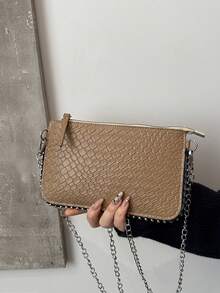 全新豹纹女士时尚魅力个性化单肩包，串珠斜挎包