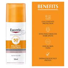 Protector Solar Eucerim SPF50+ 50ml, Control de Pigmentación y Antiedad, Protección UV para Todo Tipo de Piel - Naranja - Ver 3