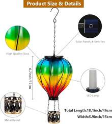 Starsoul Hot Balloon Solar Lantern With Flower Projection Metal Outdoor Waterproof Hot Balloon Solar Lights Hanging Lantern For Garden Yard Patio Decor - B-colorful - View 4