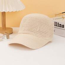 1 szt. Unisex koreański styl koronkowa wydrążona czapka baseballowa, odpowiednia na wiosnę i lato, kapelusz jako dodatek, świetny prezent na ukończenie szkoły, niezbędny w podróży, letnia ochrona przed słońcem - Beżowy - Zobacz 8