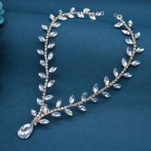 1pc Women's Silver Simple Bridal Headband, Handmade Crystal Rhinestone Hair Chain Headpiece, Wedding/Party/Daily Wear