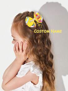 1 Stück Schultüte/Schleife mit Namen für Mädchen, Stift bedruckter Schleife mit Alligatorspange, individuelle Textbuch Deko Haarspange, Accessoire für den ersten Schultag, individuelle Geschenke, Baby und Kinder Haarzubehör für das neue Semester