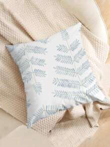 18"X18" Bohemian Leaf Pattern Zippered Polyester Fabric Decorative Throw Pillow Cover - Perfect For Sofa Or Living Room (No Insert), Floral Woven Textured Cushion Cover
