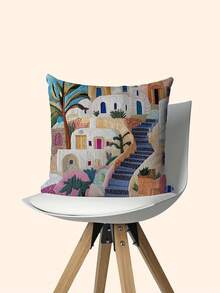 1 件波西米亚几何抽象抱枕套，多种尺寸，2D 单面印花，仿刺绣细节，装饰性柔软毛绒沙发垫套，适用于办公室、家庭、卧室、客厅（不含枕芯） - 无刺绣 - 多种尺寸 - 彩色 - 查看 7