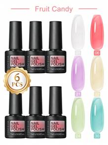 coscelia 6PCS Jelly Crystal 7ML Nail Gel Polish Set For Women DIY Nail Art Salon Translucent Candy Color Soak Off Gel Nail Polish Needed UV/LED Nail Lamp, 7ML Red Pink Nude Brown Gel Nail Polish Kit For Spring Summer Color Nails For Nail Lover Home Salon Use