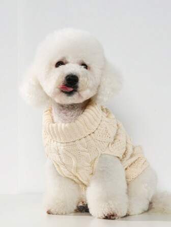  UFBemo Pet Sweater High Collar Pullover, Soft, Lightweight, Breathable, Adorable Pom Pom Knit Sweater, Suitable For Cats And Small To Medium Dogs