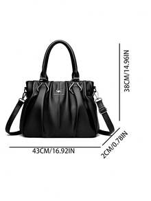 2026年新款女士奢华手提包，设计师款柔软皮革单肩斜挎包，优雅大容量托特包 - 黑色 - 查看 4