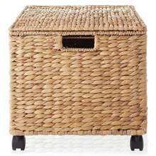 Rolling Filing Cabinet Cart, Hyacinth Wicker File Storage Box Office Organizers - Natural - View 11