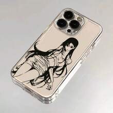 Anime-Style Reclining Girl Art Case For IPhone 16 15 14 13 12 11 XS Plus Pro Max|Minimalist Manga Design - Clear - View 1