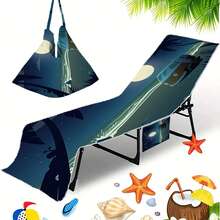 1pc Foldable Beach Chair Cover That Can Be Folded Into A Handbag, With Side Pockets For Glasses And Phone. Beach Chair Cover, Pool Chair Cover, Microfiber Lounge Chair, Sunbathing Beach Hotel, Easy To Carry Camping & Travel Towels - Multicolor - View 13