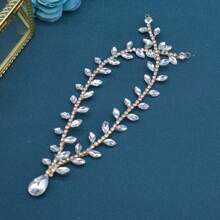 1pc Women's Silver Simple Bridal Headband, Handmade Crystal Rhinestone Hair Chain Headpiece, Wedding/Party/Daily Wear