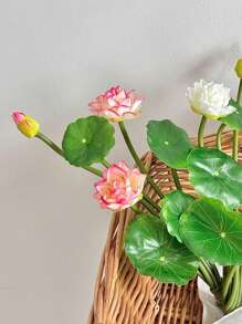 1PC/3PCS 10in Realistic Lotus Flowers - Artificial Water Lily Decor For Fish Tank/TV Cabinet, No-Fade Floral Arrangement, Zen Home Centerpiece Vase Not Included