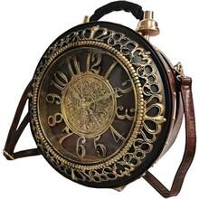 Vintage Crossbody Shoulder Bag With Battery Powered Clock Functionality - Nâu - Di chuyển Tick - Xem 2