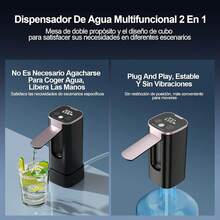 OCCULO Dispensador de Agua Eléctrico, Dispensador de Agua Automatico, 3 Niveles de Salida de Agua, Pantalla TáCtil Inteligente, Doble Uso como Mesa y Cubo, Blanco - Negro - Ver 3