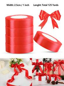 125 Yards/1 Inch Single-Sided 31-Color Solid Color Satin Ribbon Set, 125 Yards/1 Inch Wide Per Roll, Various Ribbons Suitable For Gift Wrapping, Christmas, Weddings, Parties, Flower Decorations
