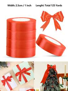 125 Yards/1 Inch Single-Sided 31-Color Solid Color Satin Ribbon Set, 125 Yards/1 Inch Wide Per Roll, Various Ribbons Suitable For Gift Wrapping, Christmas, Weddings, Parties, Flower Decorations