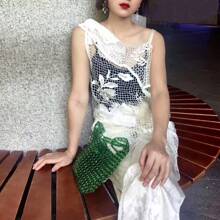 Bolso de mano acrílico hecho a mano con cuentas, inspirado en el estilo vintage, con 3 opciones de color ¡Incluye bolsillo interior!