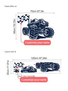 1pc 30*120cm Custom Name Cool Offroad Wallpaper Sticker, Boy Girl Bedroom Decoration, Removable Vehicle Wall Decor