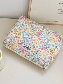 1个彩色花卉绗缝化妆包，多功能收纳袋，女孩化妆包，护肤可爱化妆包 - 彩色 - 查看 18