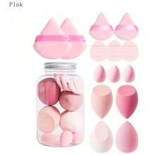 Set de 14 piezas de esponjas de maquillaje - Mini esponjas triangulares con flocado para polvos, esponja de maquillaje air cushion (empaquetado en frasco)