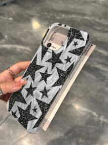 1 Stück neuer funkelnder Sternblumen Muster Stoßfester TPU Schutzhülle kompatibel mit Apple 16 Pro Max / 15 / 14 Plus / 13 / 12 / 11 / XR / XS Max / 7 / 8 Plus
