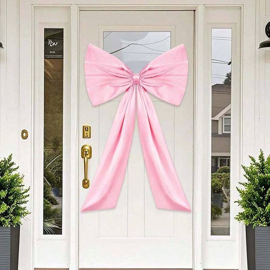 1pc Satin Black, Pink, White, Gold Bow Decor, Suitable For Party Decorations On Dining Table, Wall, Home, Wedding, Graduation, Bachelorette, Birthday Celebration, Gifts For Girls/Women - Multicolor - View 1