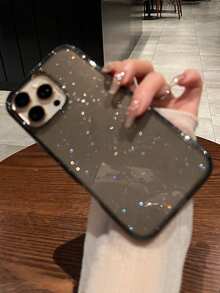 1.5mm Thick Glitter Apple Phone Case, Transparent Soft Cover For IPhone 17 Pro Max/17 Pro/17 Air/17/16 Pro Max/16/16 Pro/16 Plus/15/15 Pro Max/15 Plus 15 Pro/14 Pro Max/14 Pro/14/13 Pro Max/13/13 Pro/13 Pro Max/12/12 Pro Max/12 Pro/11/11 Pro Max/11 Pro - Black - View 3