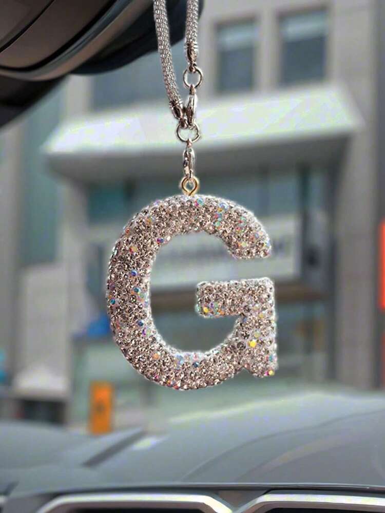 1 قطعة سلسلة معلقة للسيارة بحرف من الألماس من A إلى Z، معلق على مرآة السيارة الخلفية، ديكور داخلي للسيارة - مقاس واحد - مشاهدة 30