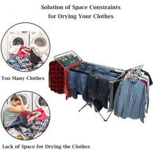 Séchoir pliable à ailes multiples, séchoir à linge intérieur/extérieur suspendu, support de séchage pour vêtements haute capacité et robuste, sèche-linge multifonction avec barres spacieuses, structure triangulaire solide