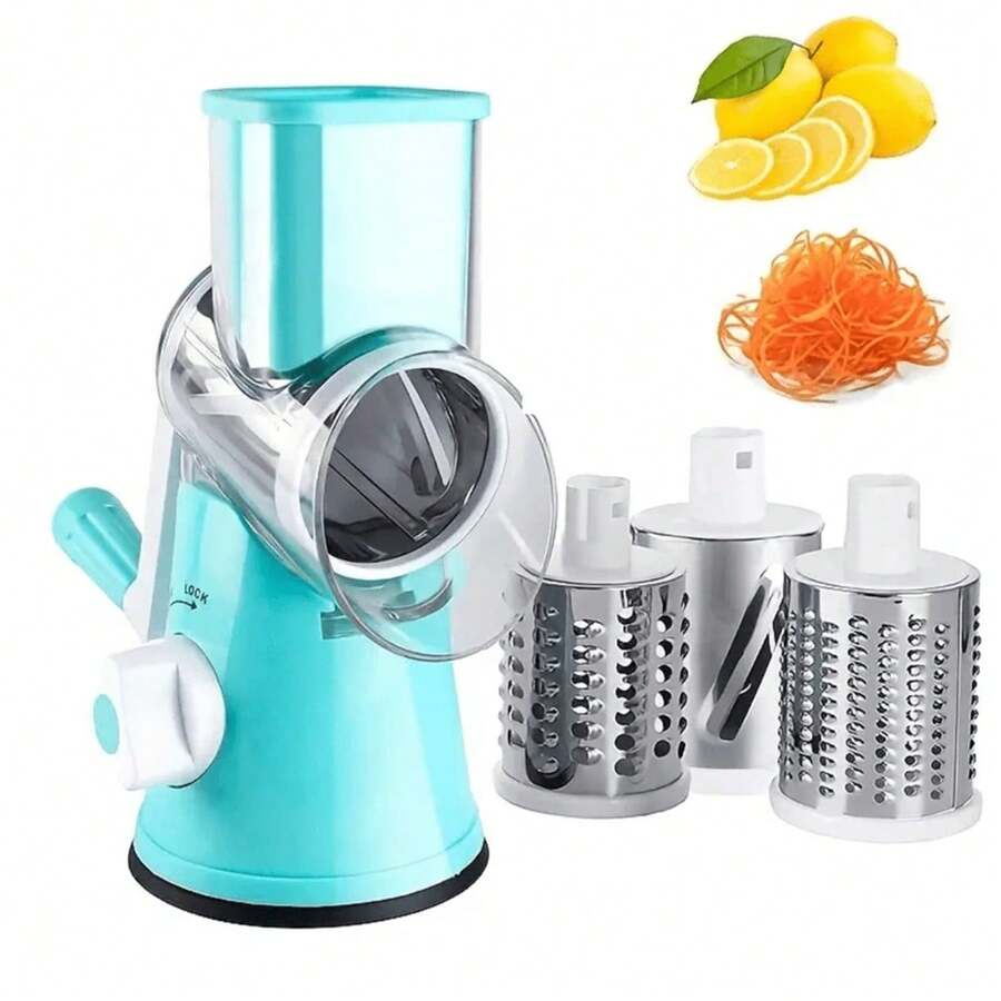 Manual Vegetable Cutter Tabletop Drum Round Mandoline Slicer Onion ...