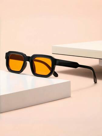 1pc Square Small Frame Unisex Fashion Glasses, Retro Minimalist High-End Fashion, Suitable For Tropical Beach Holidays, Gifts, Outdoor Activities, Golf, Street Photography, Beach Toys, Summer Beach Vacation, Outdoor, Travel