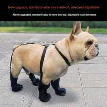 1 pièce Harnais pour chien avec bottes et laisse, bottes de neige pour harnais d'extérieur, chaussures de marche imperméables, protecteur anti-dérapant pour les pattes , convient aux petits et moyens chiens (noir) - Multicolore - Voir 5