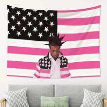 1 pezzo Bandiera americana rossa, stampa di rapper, in poliestere, per appendere alla parete, impermeabile, decorazione per soggiorno, camera da letto, ufficio, festa, regalo imperdibile