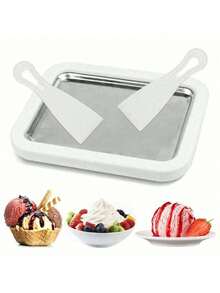 1 Set Ice Cream Maker With 2 Scrapers, Homemade Ice Cream Bowl, Ice Cream Machine, Sorbet & Frozen Yogurt Maker - Multicolor - View 1