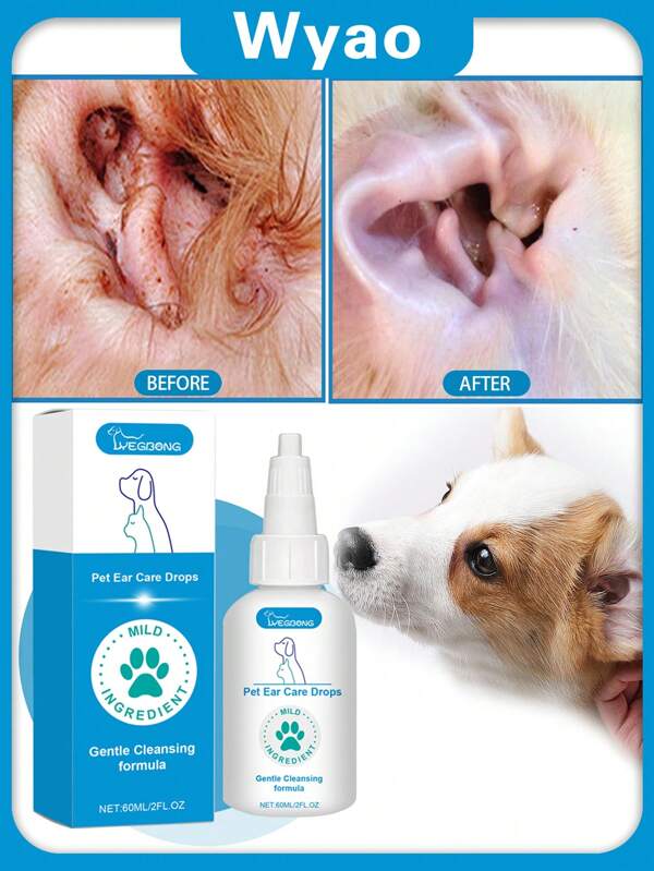 YEGBONG 12/4/2/1pc Pet Ear Care Drops, Suitable For Cats And Dogs, Cleans Ears, Removes Earwax And Odors - Family Pets, Gifts For Family And Friends (New And Old Models Sent Randomly)