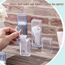 旅行牙签盒棉签整理盒收纳小提篮塑料容器简易垫牙签架棉签盒旅行收纳盒，透明小分配器容器用于小物品收纳，便携式配件收纳 - 彩色 - 查看 8