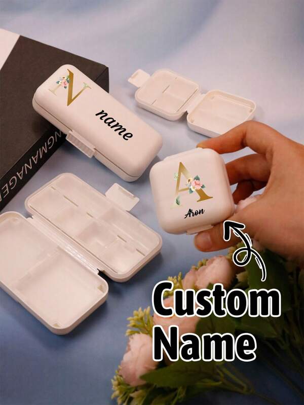 Custom Name Pill Box,Personalized Travel Pill Box,Customized Initials Pill Pockets,Customizable Pill Box For Purse,Pill Box Organizer,Cute Pill Box,Birthday Gifts,Father's Day Gifts,Mini Portable,Waterproof And Moisture-Proof,Travel,Camping,Outdoor,For Friends,Daughters,Mothers,Fathers,Students,Grandparents