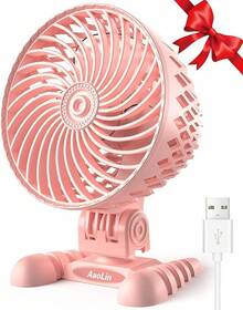 USB Desktop Small Fan, Stepless Speed Adjustment With Multiple Speed Levels, Portable Plug-In Personal Mini Fan,Quiet Powerful Airflow,Suitable For Office Home Dormitory Bedroom, 4.9 Feet Long Cable - 粉色 - 查看 2