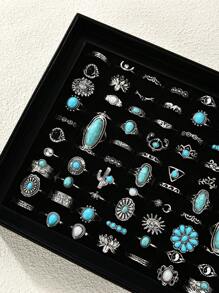 40pcs/8pcs Gothic Style Mixed Rings Set, Artificial Gemstones, Suitable For Vacation, Party, Date, Daily, Holiday, Family, Friends, Gift(No Box)