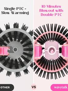 Electric Thermal Brush, Blowout Boost 1.5 Inch Heated Round Brush For Blowout Look, Dual Voltage, Pink, Sakura, Tourmaline Ceramic, Negative Ion Technology, Less Damage
