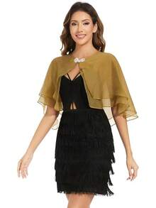 Women's Sheer Shawls And Wraps Evening Dresses Soft Wedding Cape Lightweight Bridesmaid Scarves Cover Up - 深黃色 - 查看 4