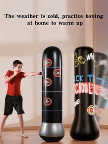 1pc Thick PVC Material, Safe And Durable, Inflatable Punching Bag Suitable For Teenagers And Adults, Home Use Inflatable Punching Bag PVC Tumbler With Water Or Sand, Home Fitness, Stress Relief, Birthday Gift, Holiday Gift - Multicolor - View 2