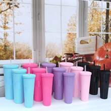 3PCS 1100ML+700ML+400ML Durian Shape Cup Set, Large Capacity Cups With Lids & Straws, Practical & Aesthetically , Suitable For Travel, Outdoor, Camping, Fitness, Office, Ideal For Holidays, Birthday, Anniversary Gifts - Multicolor - View 1