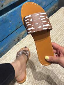 Women's Casual Comfortable Flat Slide Sandals, Versatile For Daily Wear - Coffee Brown - View 3