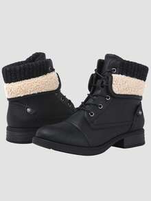 GLOBALWIN Women's Combat Boots Dressy Lace Up Ankle Boots For Women Low Heel Fall Boots Halloween Season - 黑色 - 查看 3