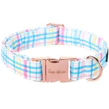 Unique Style Paws Dog Collar Metal Buckle Blue Pink Grid Collar Gift Durable Cute Collar For Small Medium Large Boys Girls Dogs - Kẻ caro xanh hồng - Xem 7