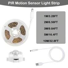 Striscia luminosa LED 2835 con sensore di movimento, interruttore automatico, bianco caldo flessibile, alimentata tramite USB, adatta per scale, armadi, cucine, camere da letto e illuminazione nei corridoi