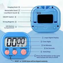 1pc Multi-Function Electronic Timer, Magnetic Digital Timers, Big LCD Display The Loud/Silent Switch Countdown Timer, Extensively Use In Break Time, Cooking, Gym, Meeting, Classroom, Timer Gift, Apartment Essentials, College Dorm Essentials - Multicolor - View 15